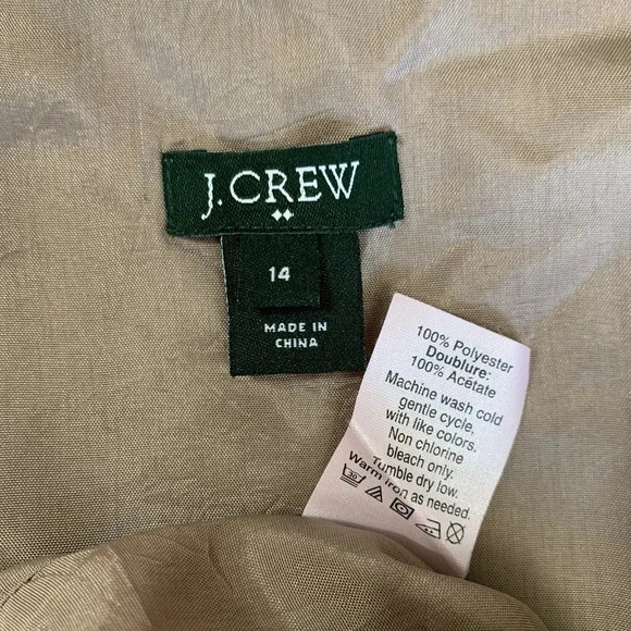 J. Crew Short Sleeve Polka Dot Knot Waist Chiffon Sheath Dress Size 14 Brown Tan - Picture 15 of 16